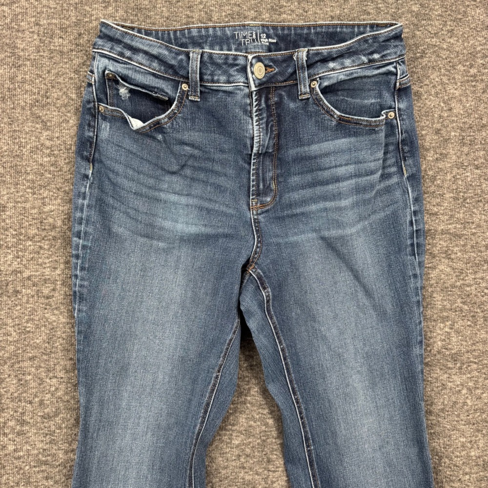 Time and Tru Womens High Rise Bootcut western Jeans Dark Wash Blue Size 12 - Picture 2 of 7